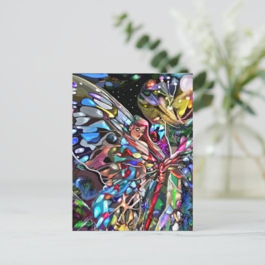 Hinter einem Schmetterling Postkarte (Stehend Vorderseite)