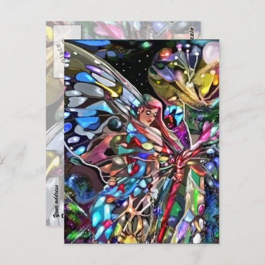 Hinter einem Schmetterling Postkarte (Vorne/Hinten)