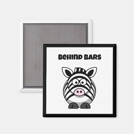 Hinter Gittern Zebra – Lustiger Cartoon-Tier-Wortw Magnet (Vorderseite/Rückseite)