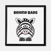 Hinter Gittern Zebra – Lustiger Cartoon-Tier-Wortw Magnet (Vorne)