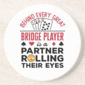 Hinter jedem großen Bridge-Player Funny-Sprichwort Getränkeuntersetzer (Vorne)