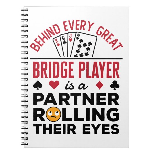 Hinter jedem großen Bridge-Player Funny-Sprichwort Notizblock (Vorderseite)