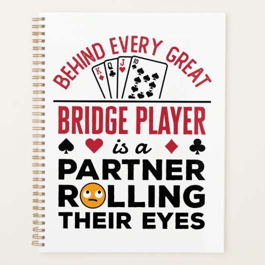 Hinter jedem großen Bridge-Player Funny-Sprichwort Planer (Vorderseite)
