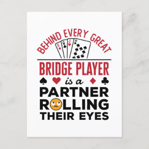 Hinter jedem großen Bridge-Player Funny-Sprichwort Postkarte