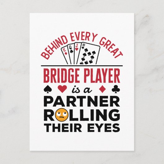 Hinter jedem großen Bridge-Player Funny-Sprichwort Postkarte (Vorderseite)