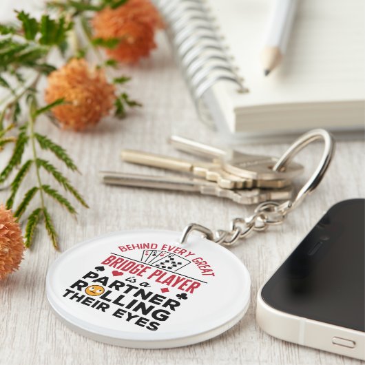 Hinter jedem großen Bridge-Player Funny-Sprichwort Schlüsselanhänger (Vorderseite rechts)