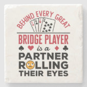 Hinter jedem großen Bridge-Player Funny-Sprichwort Steinuntersetzer (Vorderseite)