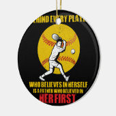 Hinter jedem Spieler steht ein Vater-Softball-Vate Keramik Ornament (Links)