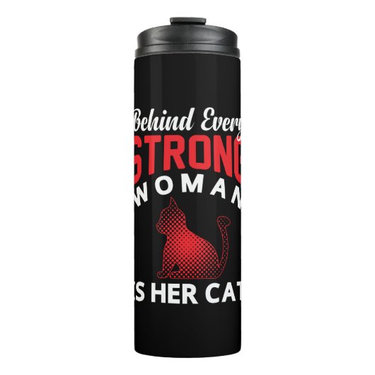 Hinter jeder starken Frau steht ihr katzenthermisc Thermosbecher (Vorderseite)