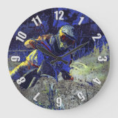 Hinterblazermotocross-Reiter Große Wanduhr (Vorderseite)