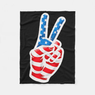 Hinterdruck Amerikanische Flagge Friedenszeichen H Fleecedecke