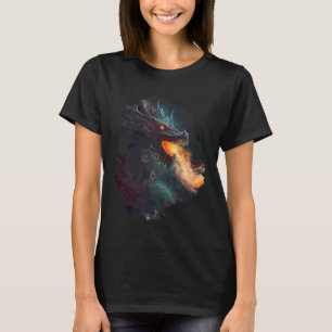 Hinterdruck Der dunkle feuerspeiende Drache T-Shirt