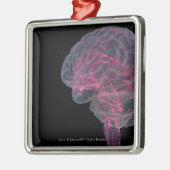 Hintere Ansicht des menschlichen Gehirns Silbernes Ornament (Links)