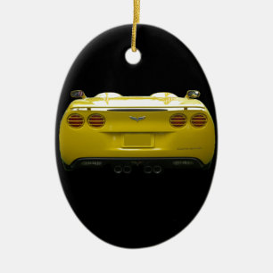 Hintere Ansicht von einer gelben Keramikornament