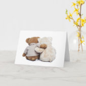 Hintere Ansicht von zwei Teddybären, die sich Karte (Gelbe Blume)