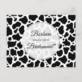 Hintere Bridesmaid-Karte des Kuhmusters Einladungspostkarte