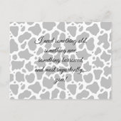 Hintere Bridesmaid-Karte des Kuhmusters Einladungspostkarte (Rückseite)