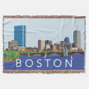 Hintere Bucht-Boston-Skyline-Computer-Illustration Decke