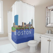 Hintere Bucht-Boston-Skyline-Computer-Illustration Duschvorhang (Beispiel)
