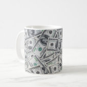 Hintergrund 100 Dollar Rechnungen. Kaffeetasse (Vorderseite Links)