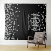 Hintergrund 100. Geburtstag Silver Black Confetti Wandteppich (Beispiel (Horizontal))