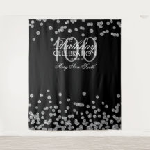 Hintergrund 100. Geburtstag Silver Black Confetti