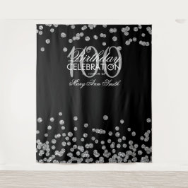 Hintergrund 100. Geburtstag Silver Black Confetti Wandteppich