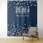 Hintergrund 100. Geburtstag Silver Navy Blue Confe Wandteppich (Beispiel)