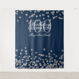 Hintergrund 100. Geburtstag Silver Navy Blue Confe Wandteppich