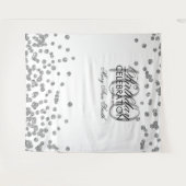 Hintergrund 100. Geburtstag Silver White Confetti Wandteppich (Vorderseite (Horizontal))
