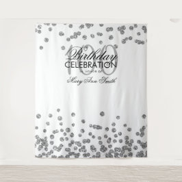 Hintergrund 100. Geburtstag Silver White Confetti Wandteppich