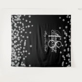 Hintergrund 18. Geburtstag Silver Black Confetti Wandteppich (Vorderseite (Horizontal))