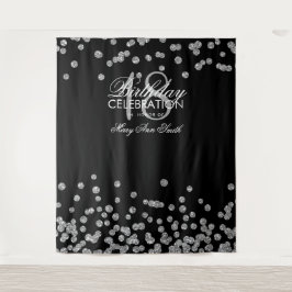Hintergrund 18. Geburtstag Silver Black Confetti Wandteppich