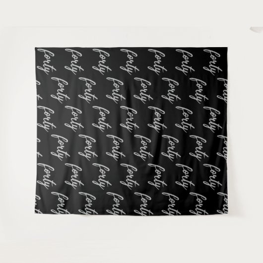 Hintergrund "40" 40. Geburtstag Silberschwarz Wandteppich (Vorderseite (Horizontal))