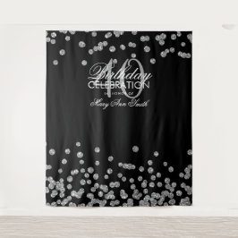 Hintergrund 40. Geburtstag Silver Black Confetti Wandteppich