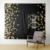 Hintergrund 50. Geburtstag Gold Black Confetti Wandteppich (Beispiel (Horizontal))