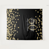 Hintergrund 50. Geburtstag Gold Black Confetti Wandteppich (Vorderseite (Horizontal))