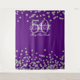Hintergrund 50. Geburtstag Silver Lila Confetti Wandteppich