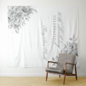 Hintergrund 50. Geburtstagsparty Blumensilber & We Wandteppich (Beispiel (Horizontal))