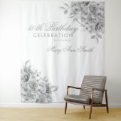 Hintergrund 50. Geburtstagsparty Blumensilber & We Wandteppich (Beispiel)