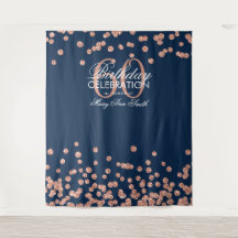 Hintergrund 60. Geburtstag Rose Gold Navy Confetti