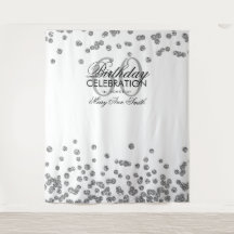 Hintergrund 60. Geburtstag Silver White Confetti