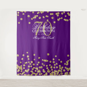 Hintergrund 70. Geburtstag Gold Lila Confetti Wandteppich