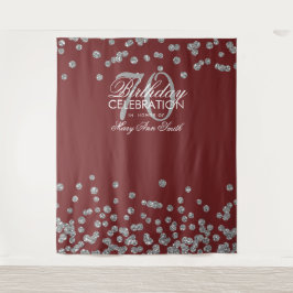 Hintergrund 70. Geburtstag Silver Burgund Confetti Wandteppich