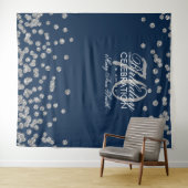 Hintergrund 70. Geburtstag Silver Navy Blue Confet Wandteppich (Beispiel (Horizontal))