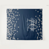 Hintergrund 70. Geburtstag Silver Navy Blue Confet Wandteppich (Vorderseite (Horizontal))