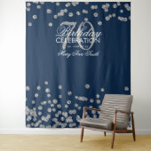Hintergrund 70. Geburtstag Silver Navy Blue Confet Wandteppich (Beispiel)