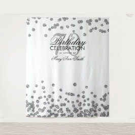 Hintergrund 70. Geburtstag Silver White Confetti Wandteppich