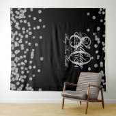 Hintergrund 80. Geburtstag Silver Black Confetti Wandteppich (Beispiel (Horizontal))