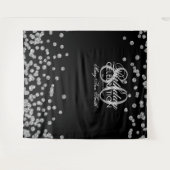 Hintergrund 80. Geburtstag Silver Black Confetti Wandteppich (Vorderseite (Horizontal))